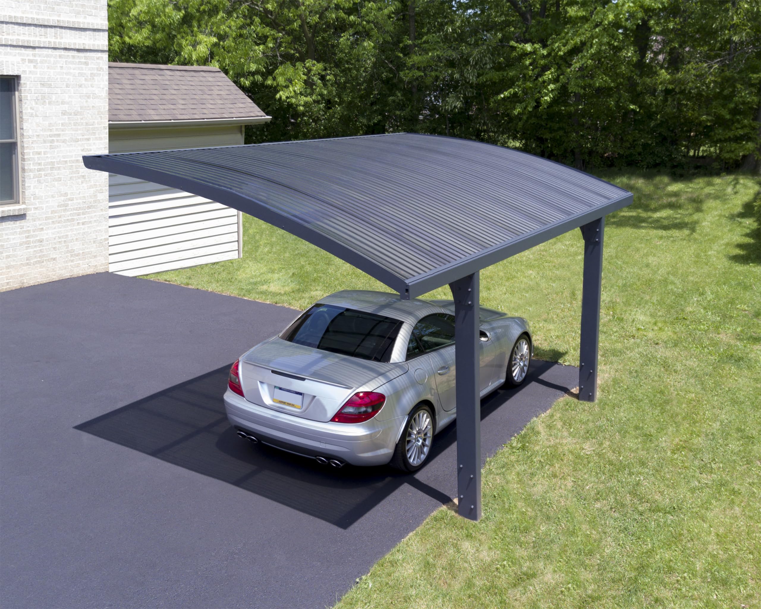Palram - Canopia Arizona 10 Ft. x 16 Ft. x 9 Ft. Wing Single Carport Aluminum Metal Frame and Polycarbonate Panels Car Port for Outdoor Driveway Car, Truck, RV, Trailer, Boat Storage (Wave Gray) - Image 5