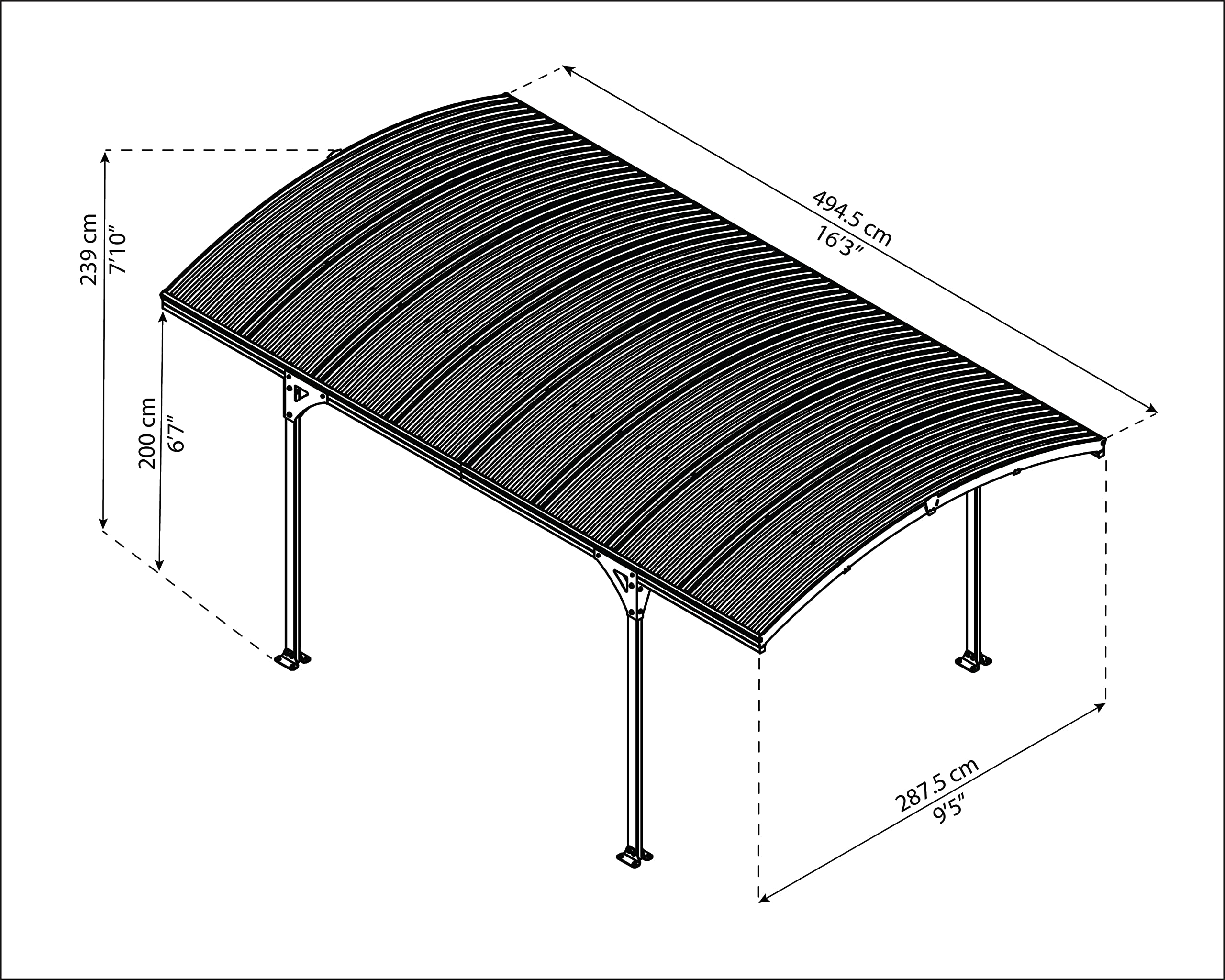 Palram - Canopia Atlas 10 x 16 Metal Carport, Heavy Duty Car Port, Weather-Protected Gray Aluminum Frame, Bronze Polycarbonate RV & Car Storage, UV Protected, DIY Truck Garage Kit, 10-Year Warranty - Image 9