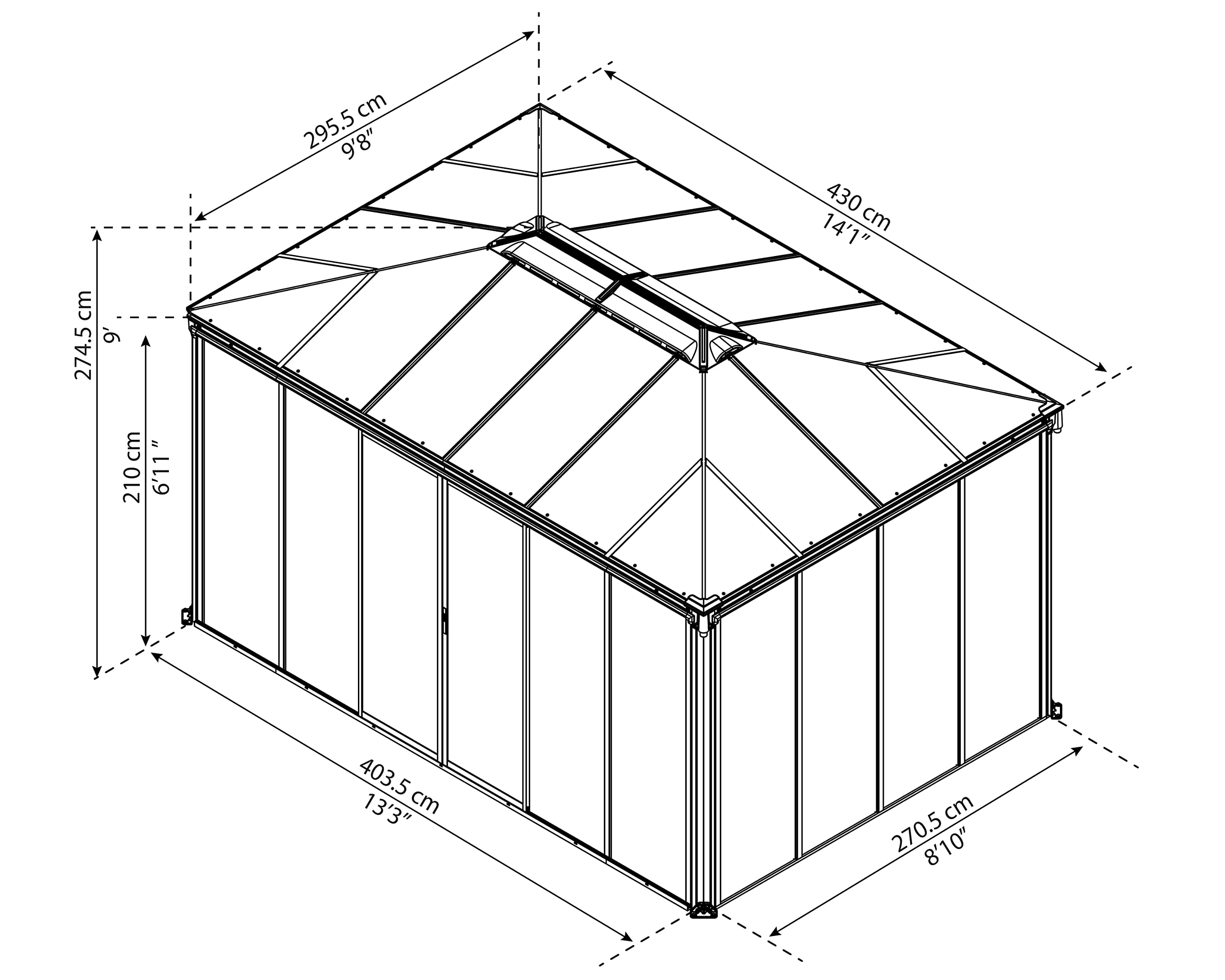 Palram - Canopia Ledro Outdoor Enclosed Gazebo 10x14 with Screen Doors, Gray Aluminum Frame, Clear Acrylic Walls, & Gray Polycarbonate Hardtop Gazebo Roof, Weatherproof Backyard Gazebo Kit - Image 4