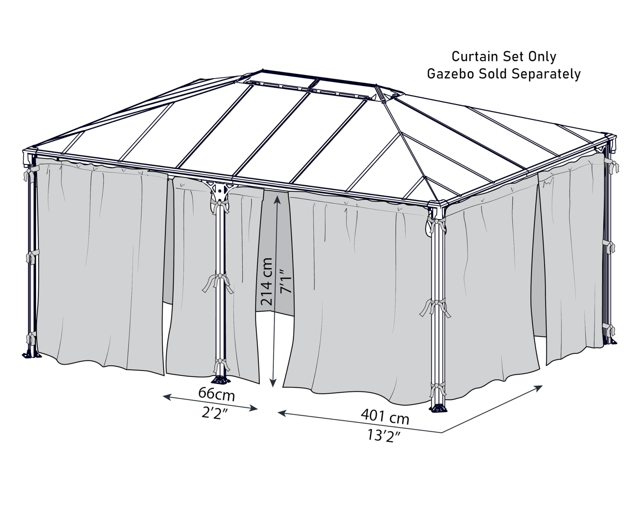 Palram - Canopia Milano 4300, Martinique 5000 Gazebo Curtain Set - Image 5