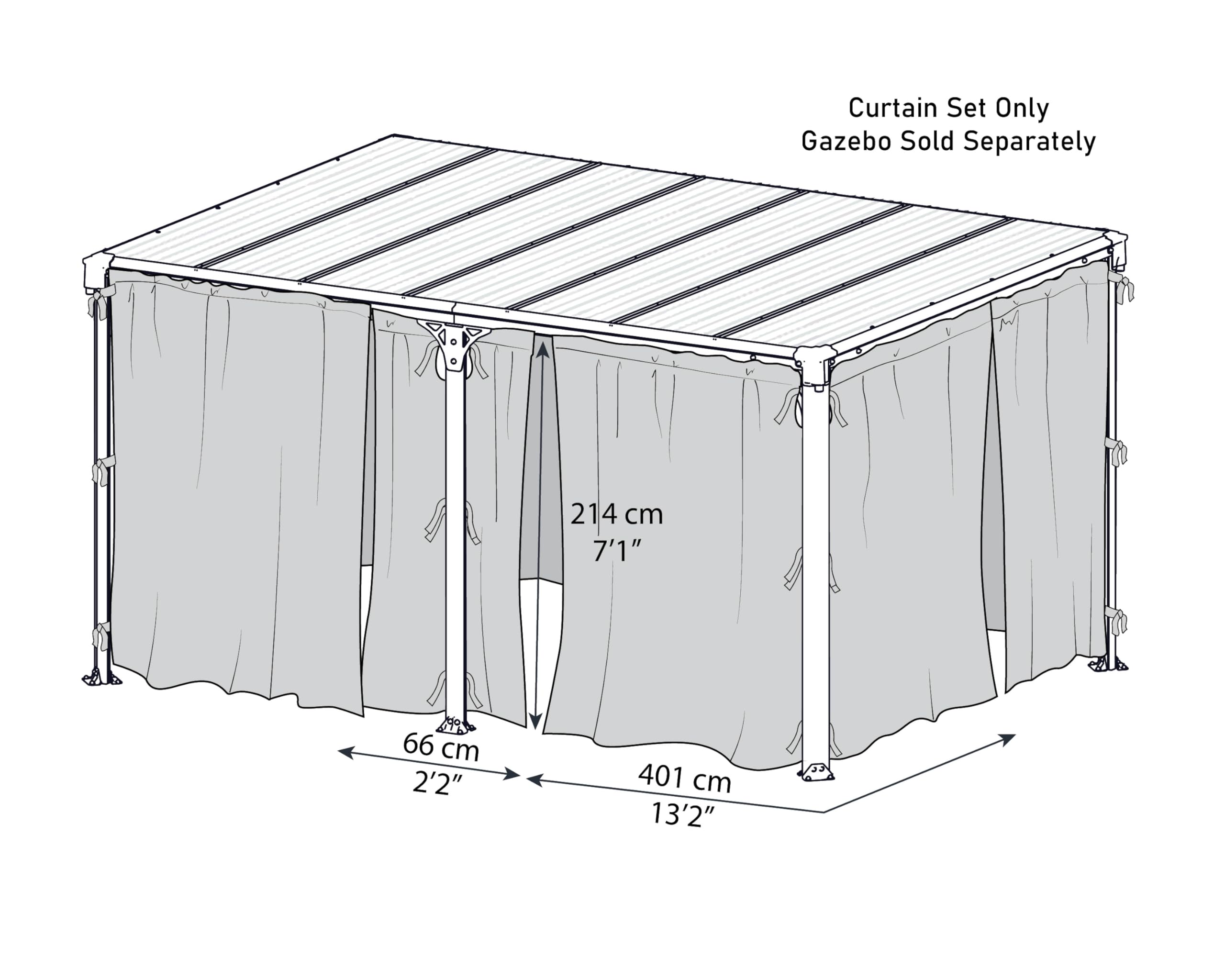 Palram - Canopia Milano 4300, Martinique 5000 Gazebo Curtain Set - Image 7