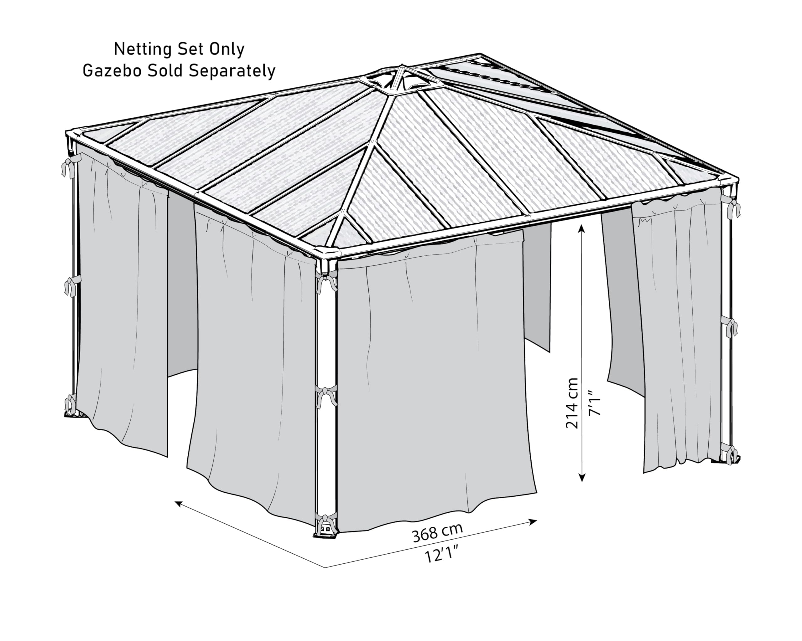 Palram - Canopia Palermo/Milano/Martinique Gazebo Netting Set - 4 Pieces - Image 8