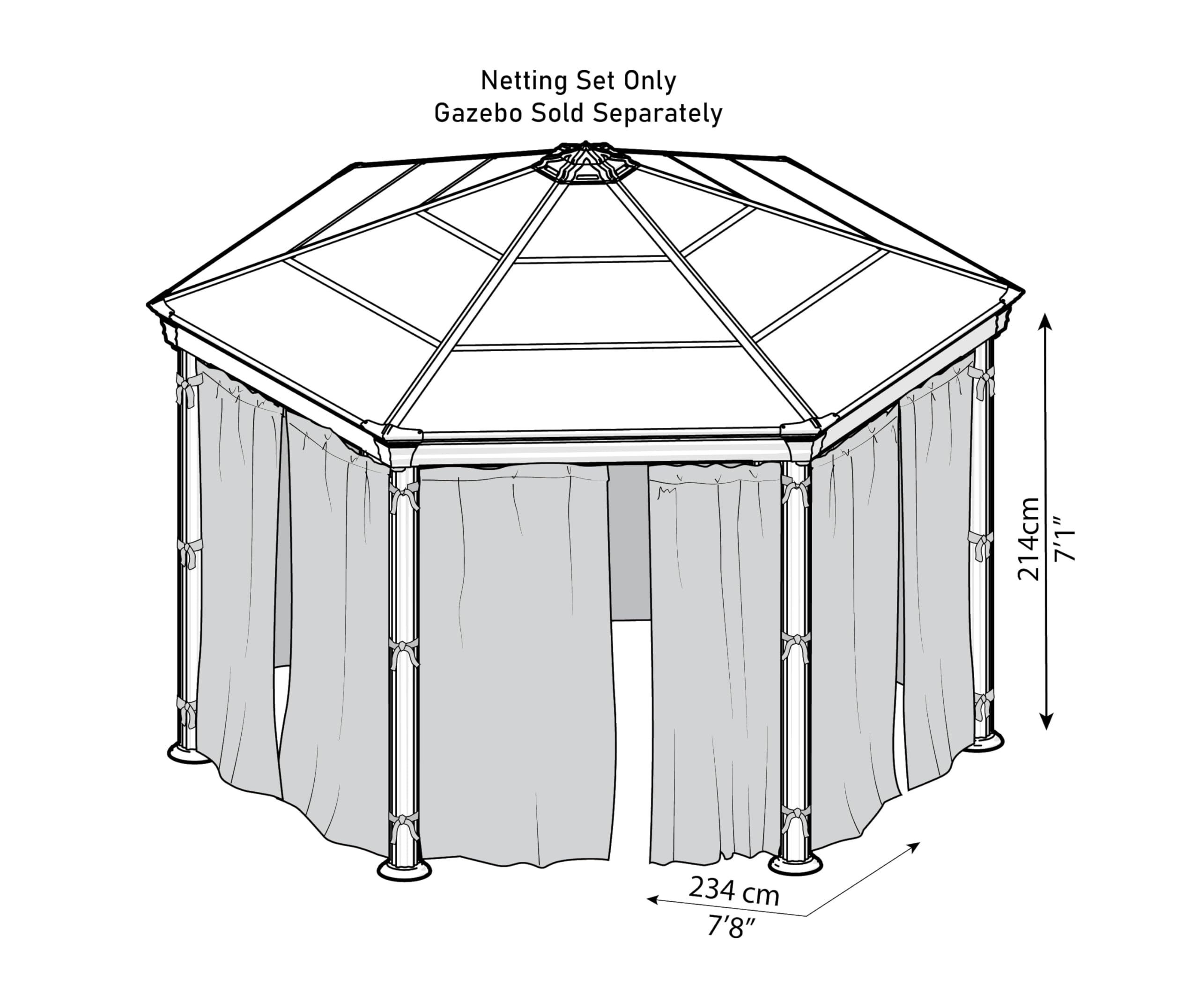 Palram - Canopia Roma/Monaco Garden Gazebo Netting Set Gray - 6 Pieces - Image 5