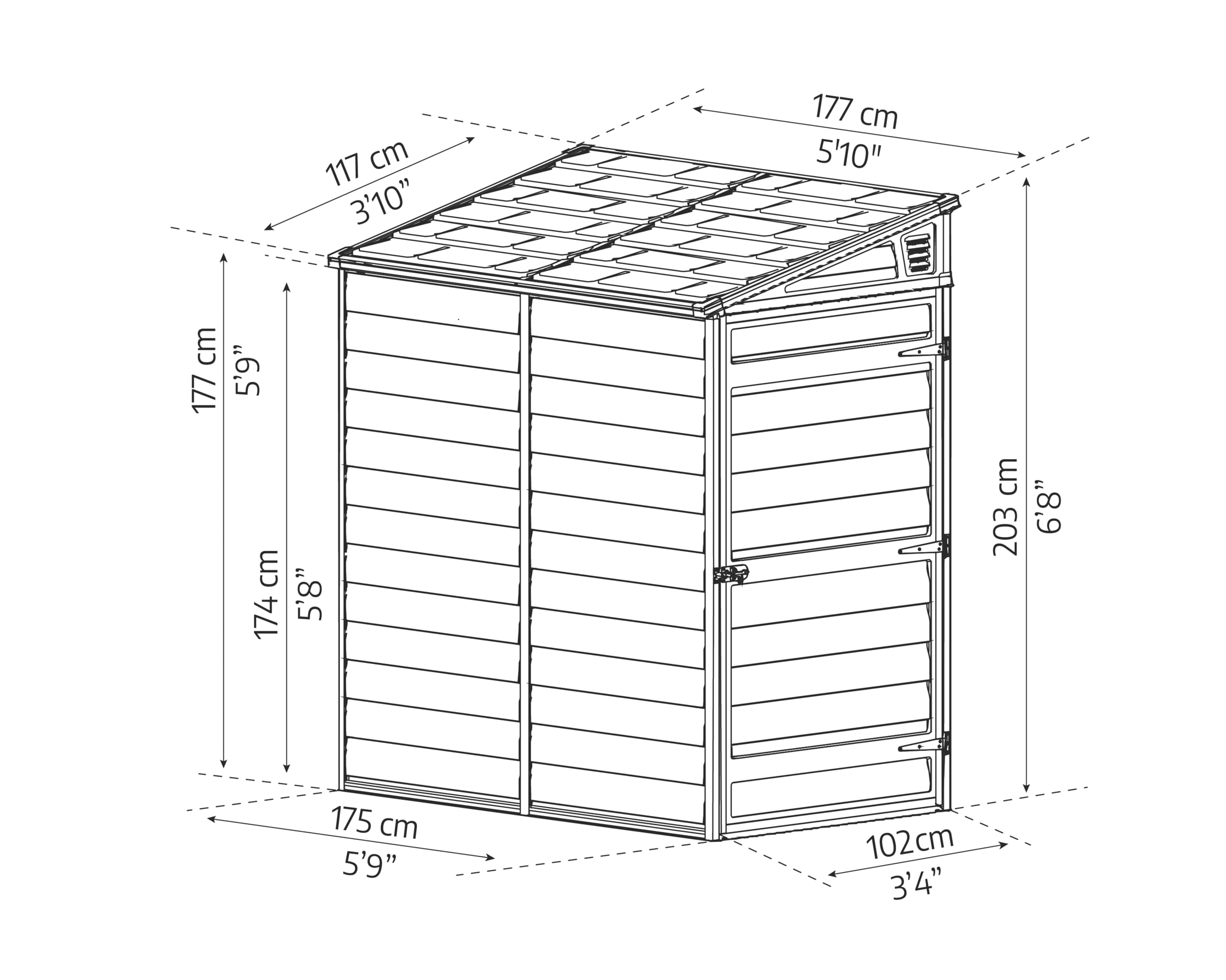 Palram - Canopia Skylight 4' x 6' Lean-to Storage Shed, Midnight Gray DIY Backyard Shed, Heavy Duty Polycarbonate Panels, Aluminum Frame Outdoor Storage for Lawn Mower, Bike, Garden Tools - Image 9