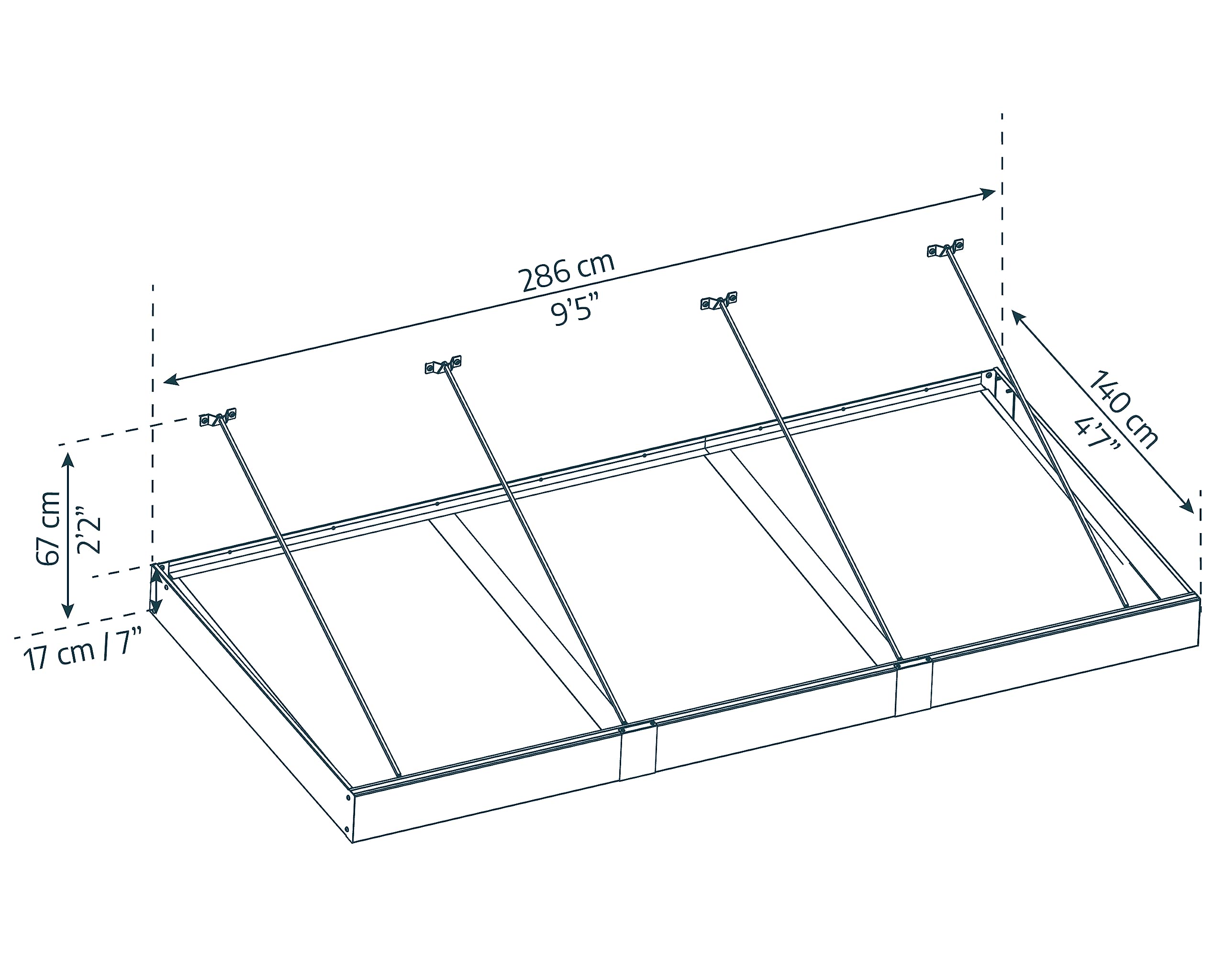 Palram - Canopia Sophia XL 9 Ft. x 5 Ft. 3000 Awning for Outdoors DIY Awnings Kit for Door, Windows, Exterior Coverage, to Protect from Sun, Rain, Snow, UV Protected Polycarbonate (Gray/Clear) - Image 8