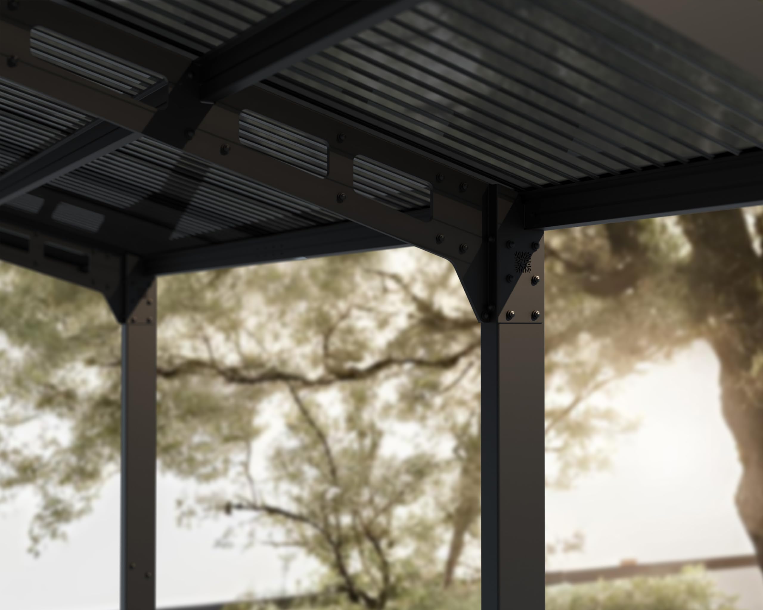 Palram - Canopia Sydney 19 Ft. x 9 Ft. Wave Single Carport Aluminum Metal Frame and Polycarbonate Panels Car Port for Outdoor Driveway Car, Truck, RV, Trailer, Boat Storage (Black & Gray) - Image 4