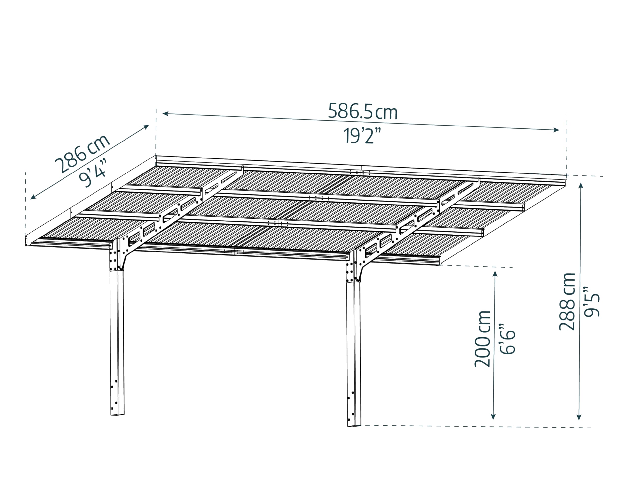 Palram - Canopia Sydney 19 Ft. x 9 Ft. Wave Single Carport Aluminum Metal Frame and Polycarbonate Panels Car Port for Outdoor Driveway Car, Truck, RV, Trailer, Boat Storage (Black & Gray) - Image 8